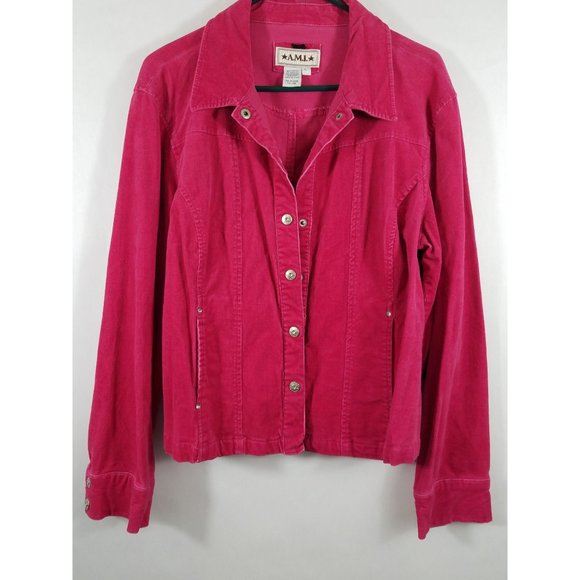 A.M.I. Jackets & Coats Ami Retro Hot Pink Corduroy Jacket